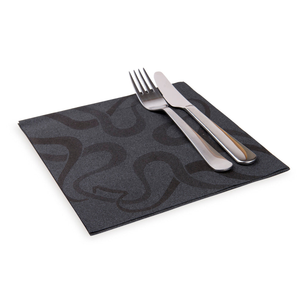 restaurantware Luxenap Square Vintage Black Paper Napkin - Air Laid - 15 3/4" x 15 3/4" - 600 count box
