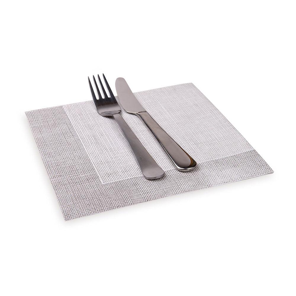 restaurantware Luxenap Square White Paper Napkin - Air Laid with Gray Threads - 15 3/4" x 15 3/4" - 600 count box