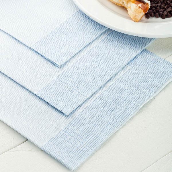 Restaurantware Luxenap Square White Paper Napkin - Super Lux With Blue Threads - 15 3/4" X 15 3/4" - 600 Count Box