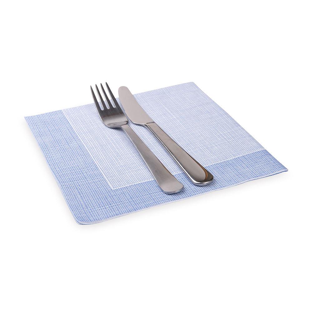 restaurantware Luxenap Square White Paper Napkin - Super Lux with Blue Threads - 15 3/4" x 15 3/4" - 600 count box