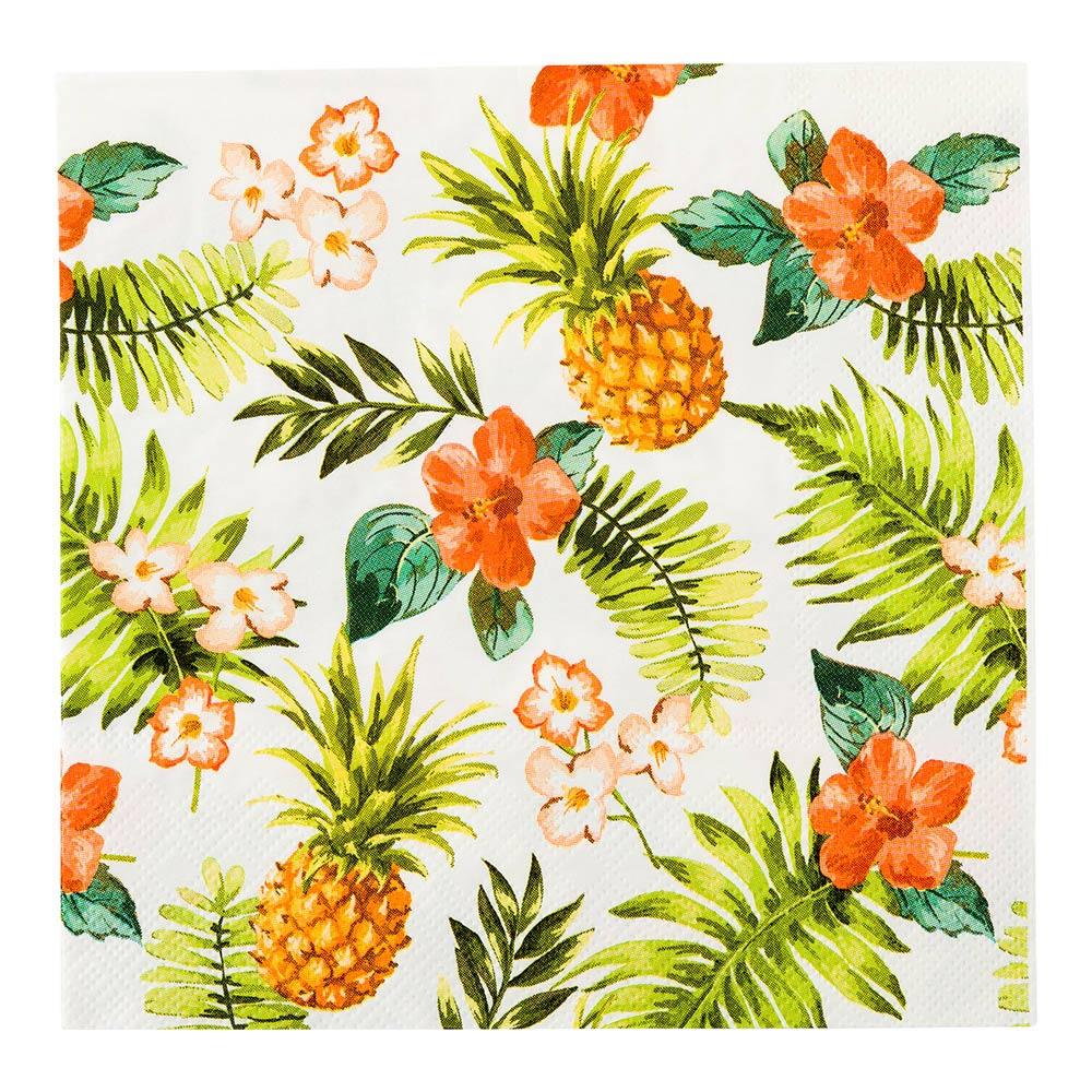 restaurantware Luxenap White Paper Luncheon Napkin - Hawaiian Vacation - 13" x 13" - 500 count box