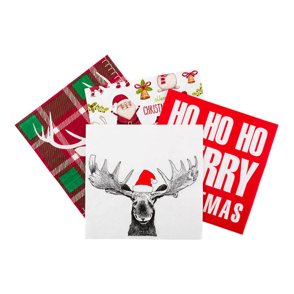 Restaurantware Luxenap White Paper Luncheon Napkin - Holiday Moose - 13" X 13" - 500 Count Box