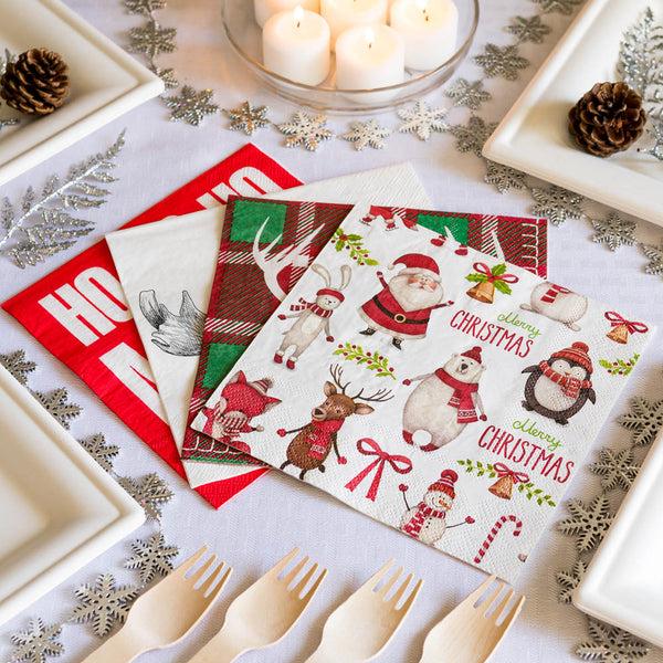 Restaurantware Luxenap White Paper Luncheon Napkin - Merry Christmas - 13" X 13" - 500 Count Box
