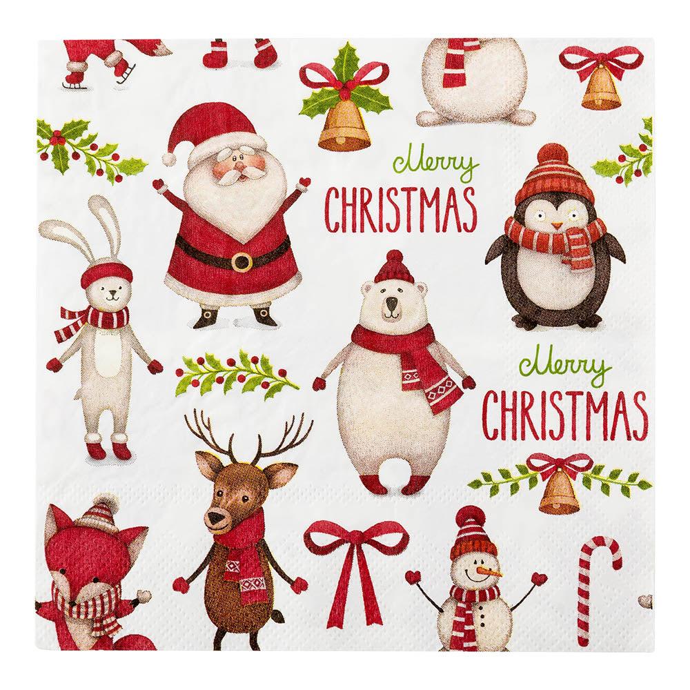 restaurantware Luxenap White Paper Luncheon Napkin - Merry Christmas - 13" x 13" - 500 count box