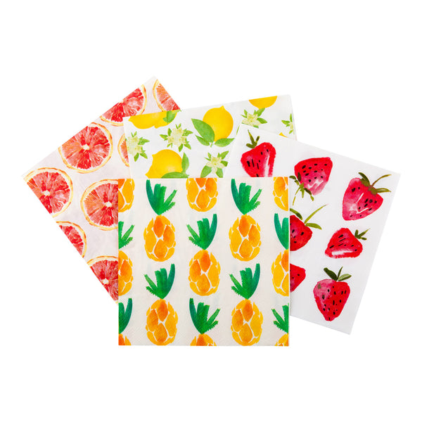 Restaurantware Luxenap White Paper Luncheon Napkin - Pineapple Watercolor - 13" X 13" - 500 Count Box