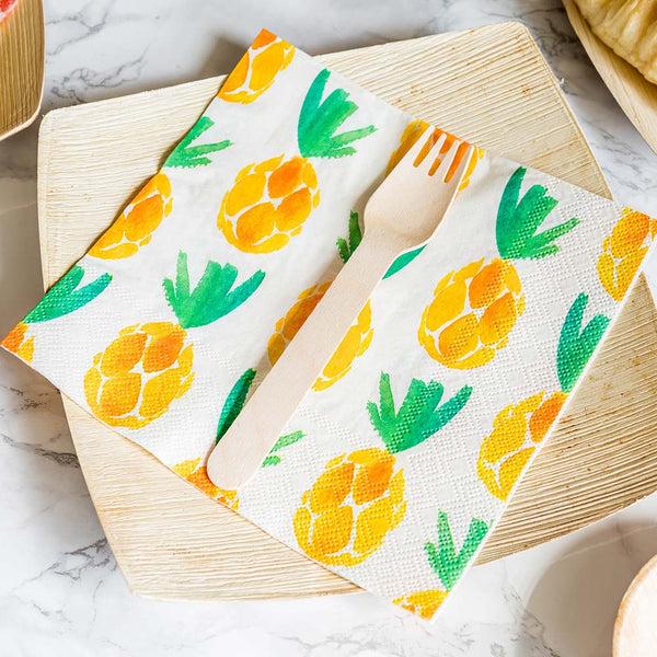 Restaurantware Luxenap White Paper Luncheon Napkin - Pineapple Watercolor - 13" X 13" - 500 Count Box