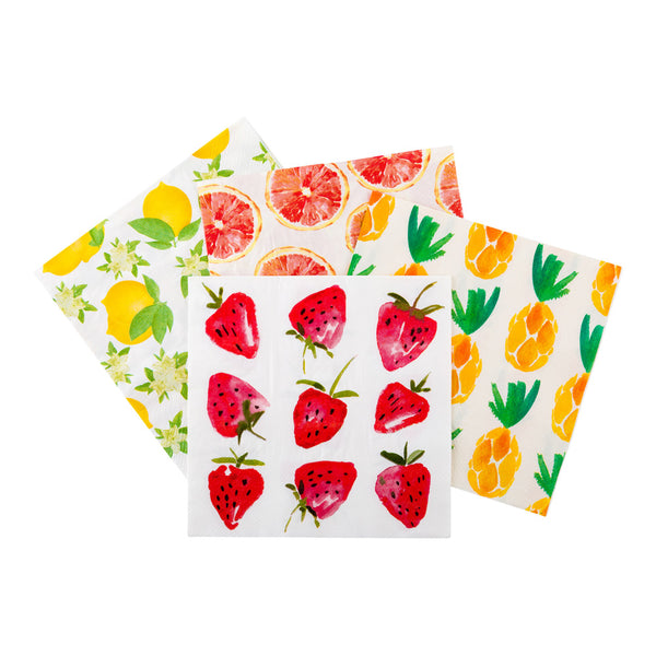 Restaurantware Luxenap White Paper Luncheon Napkin - Strawberry Watercolor - 13" X 13" - 500 Count Box