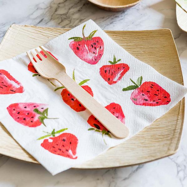 Restaurantware Luxenap White Paper Luncheon Napkin - Strawberry Watercolor - 13" X 13" - 500 Count Box