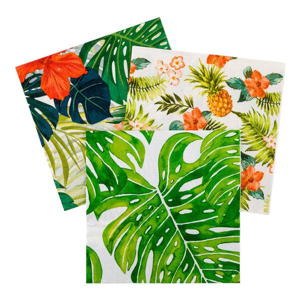 Restaurantware Luxenap White Paper Luncheon Napkin - Tropical Leaves - 13" X 13" - 500 Count Box