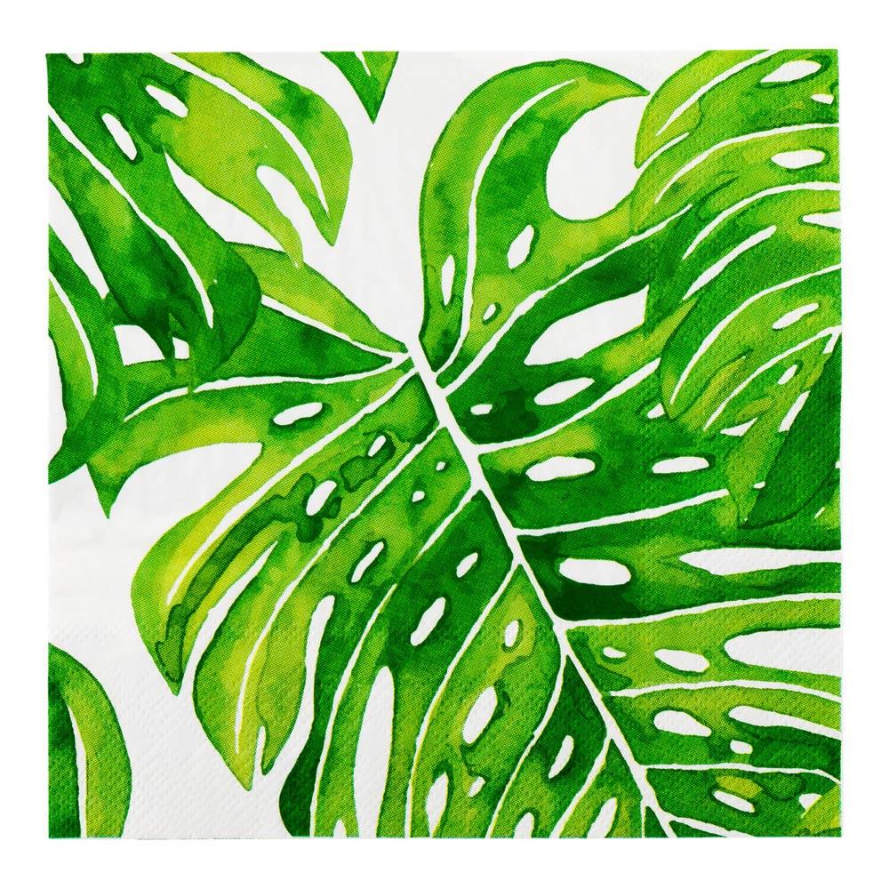 restaurantware Luxenap White Paper Luncheon Napkin - Tropical Leaves - 13" x 13" - 500 count box