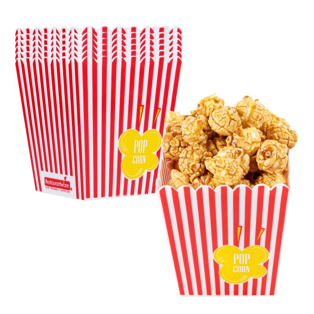 restaurantware Maxi Serve 16 oz Red Plastic Popcorn Container - 10 count box