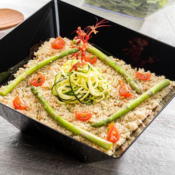 Restaurantware Maxi Serve 160 Oz Square Black Plastic Large Modern Serving Bowl - 11" X 11" X 4 1/2" - 25 Count Box