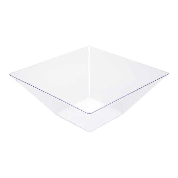 Restaurantware Maxi Serve 160 Oz Square Clear Plastic Large Modern Serving Bowl - 11" X 11" X 4 1/2" - 25 Count Box