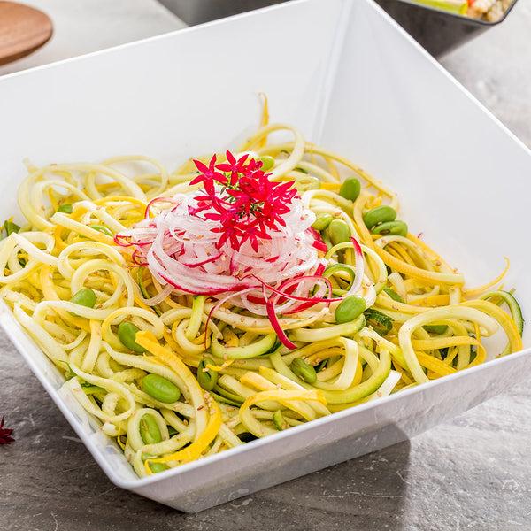 Restaurantware Maxi Serve 160 Oz Square White Plastic Large Modern Catering Bowl - Catering Large - 11" X 11" X 4 1/2" - 25 Count Box