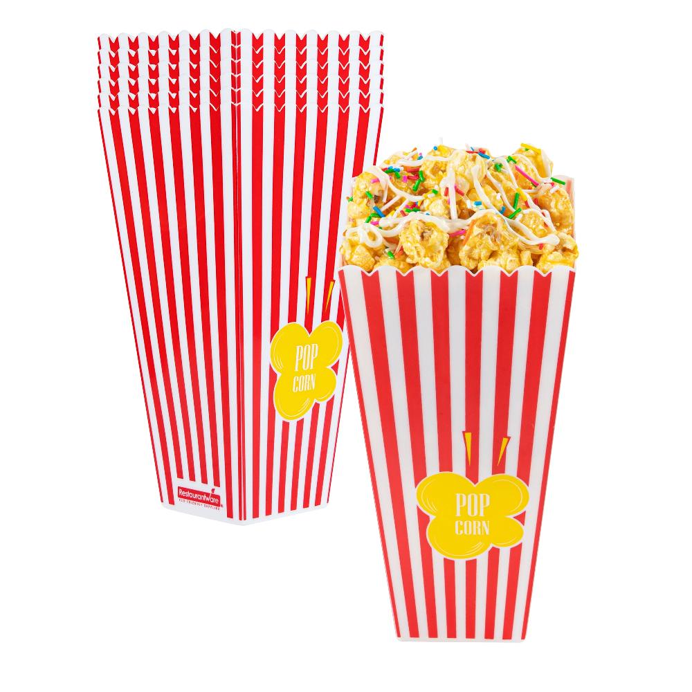 restaurantware Maxi Serve 40 oz Red Plastic Popcorn Container - 10 count box