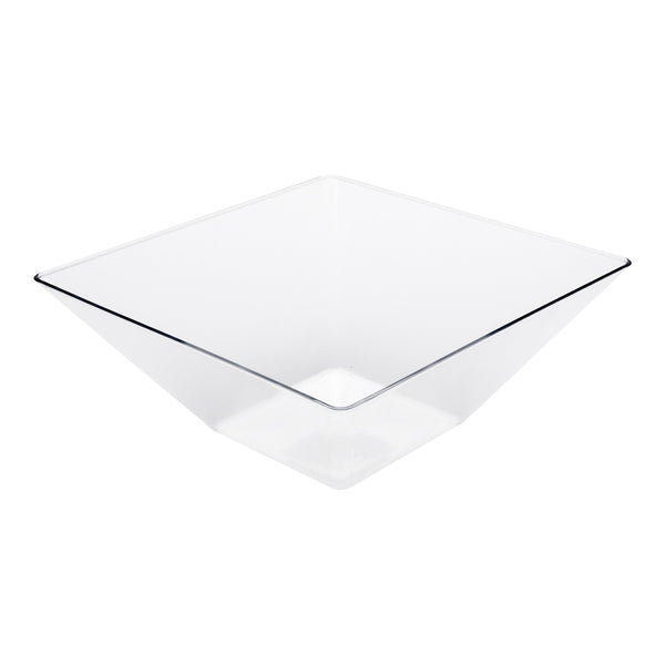 Restaurantware Maxi Serve 56 Oz Clear Plastic Modern Small Catering Serving Bowl - 8 1/2" X 8 1/2" X 3 1/2" - 25 Count Box