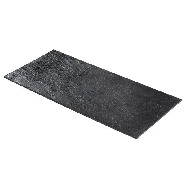Restaurantware Maxi Serve Rectangle Black Plastic Large Plate - Faux Slate - 16" X 7" - 25 Count Box