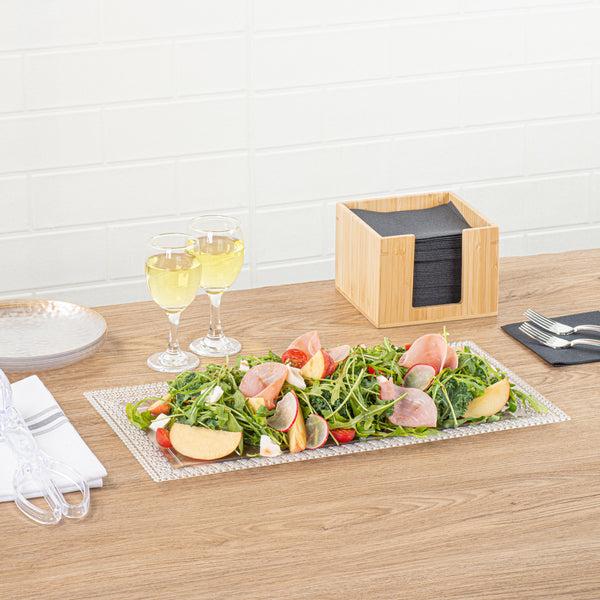 Restaurantware Maxi Serve Rectangle Clear Plastic Plate - With Lace Rim - 17" X 9" - 100 Count Box