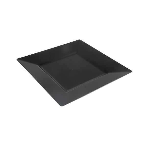 Restaurantware Maxi Serve Square Black Plastic Dinner Plate - 10 3/4" X 10 3/4" X 1/2" - 100 Count Box