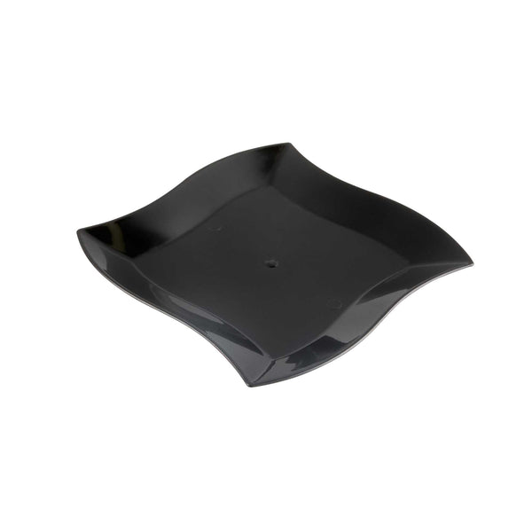 Restaurantware Maxi Serve Square Black Plastic Medium Aqua Plate - 7" X 7" X 1/2" - 100 Count Box