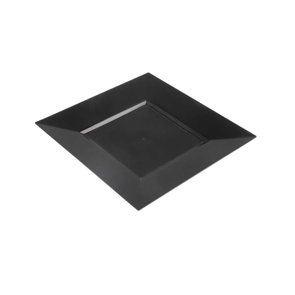 Restaurantware Maxi Serve Square Black Plastic Medium Plate - 8 1/4" X 8 1/4" X 1/2" - 100 Count Box