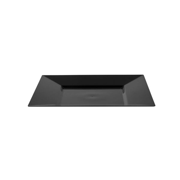 Restaurantware Maxi Serve Square Black Plastic Medium Plate - 8 1/4" X 8 1/4" X 1/2" - 100 Count Box