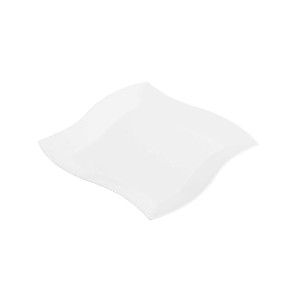 Restaurantware Maxi Serve Square White Plastic Medium Aqua Plate - 7" X 7" X 1/2" - 100 Count Box