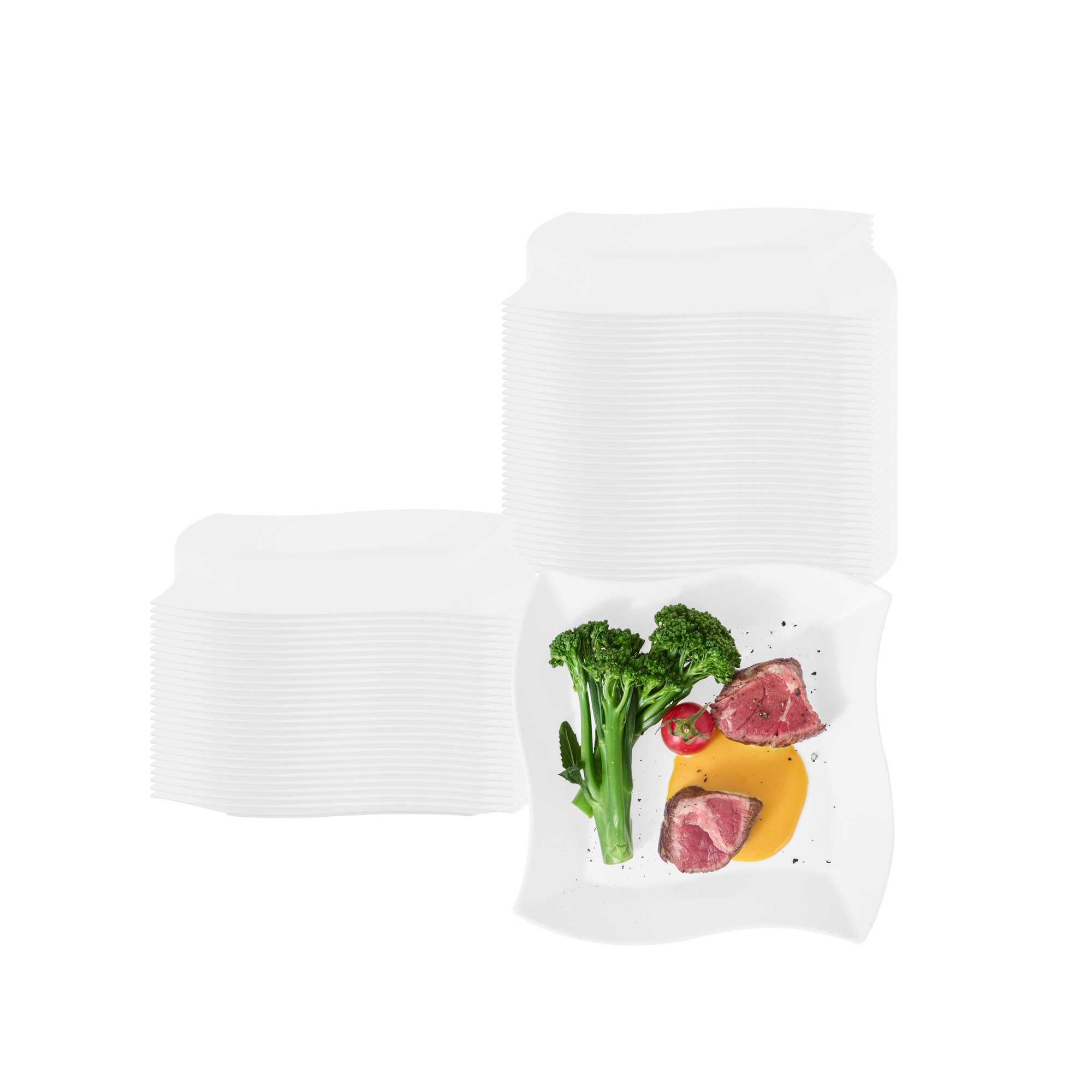 restaurantware Maxi Serve Square White Plastic Medium Aqua Plate - 7" x 7" x 1/2" - 100 count box