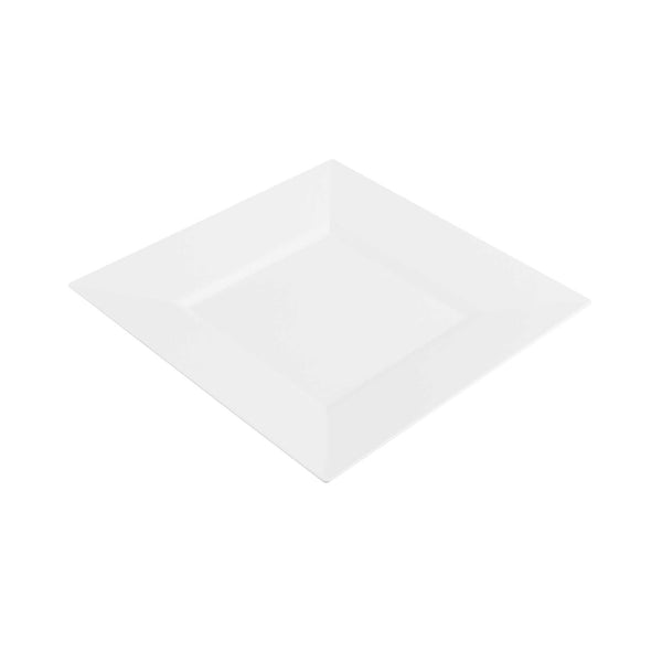Restaurantware Maxi Serve Square White Plastic Medium Plate - 8 1/4" X 8 1/4" X 1/2" - 100 Count Box