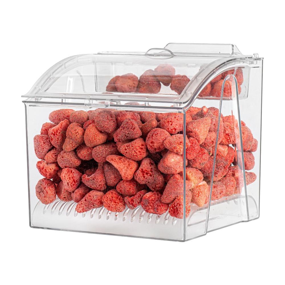 restaurantware Met Lux 1.5 Gal Clear Plastic Topping Bin - 25 Cup with Scoop - 7 3/4" x 6 3/4" x 7 3/4" - 1 count box
