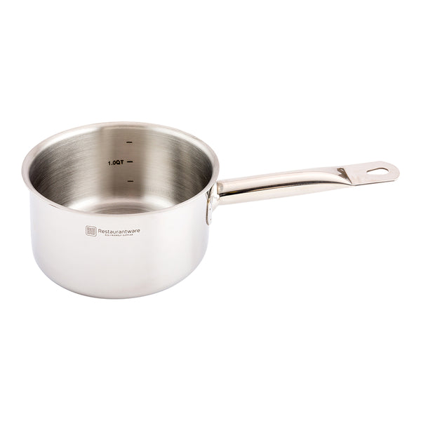 Restaurantware Met Lux 1.5 Qt Stainless Steel Sauce Pan - Induction Ready Single Handle - 1 Count Box
