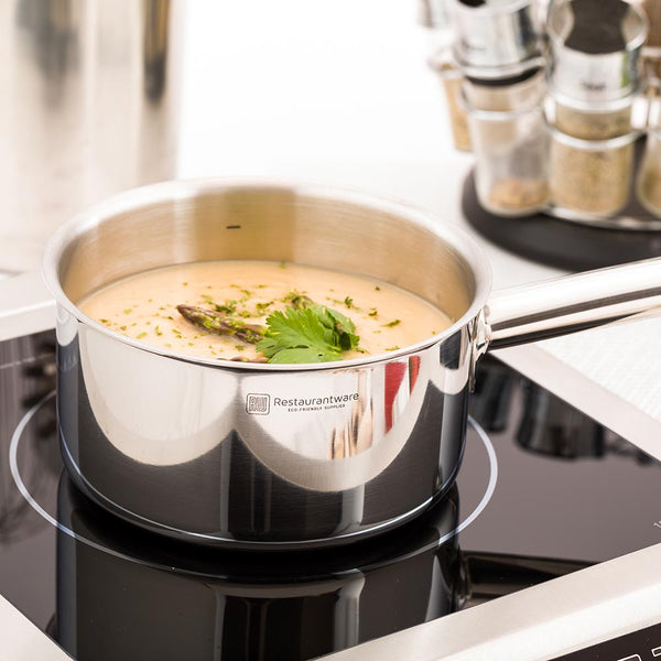 Restaurantware Met Lux 1.5 Qt Stainless Steel Sauce Pan - Induction Ready Single Handle - 1 Count Box