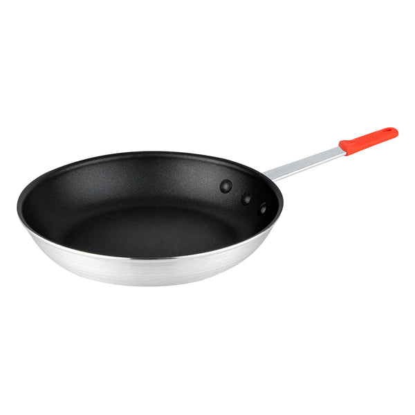 Restaurantware Met Lux 1 Aluminum 10" Non-Stick Fry Pan And 1 Red Silicone Pan Handle Sleeve