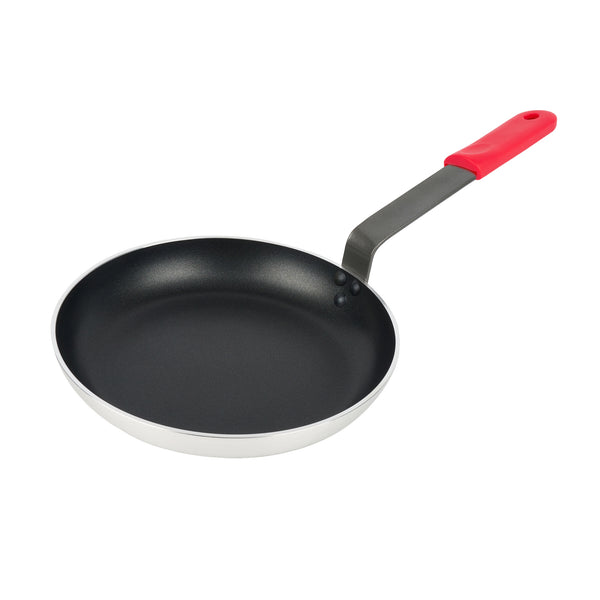 Restaurantware Met Lux 1 Aluminum 11" Induction Ready Fry Pan And 1 Red Silicone Pan Handle Sleeve