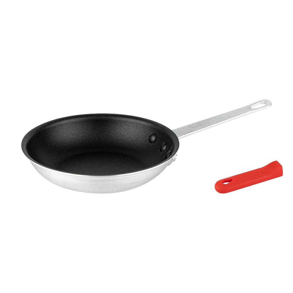 restaurantware Met Lux 1 Aluminum 7" Non-Stick Fry Pan and 1 Red Silicone Pan Handle Sleeve
