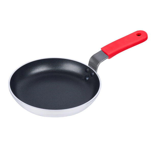 Restaurantware Met Lux 1 Aluminum 8" Induction Ready Fry Pan And 1 Red Silicone Pan Handle Sleeve