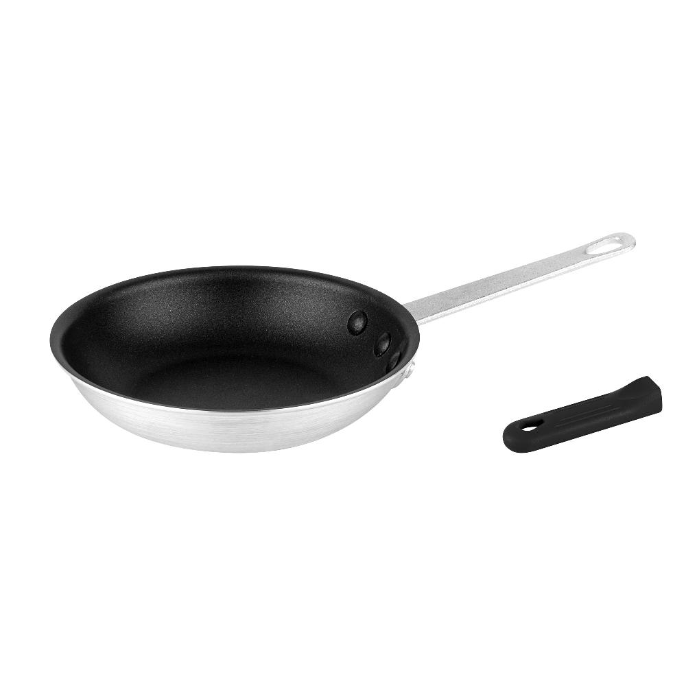 restaurantware Met Lux 1 Aluminum 8" Non-Stick Fry Pan and 1 Black Silicone Pan Handle Sleeve