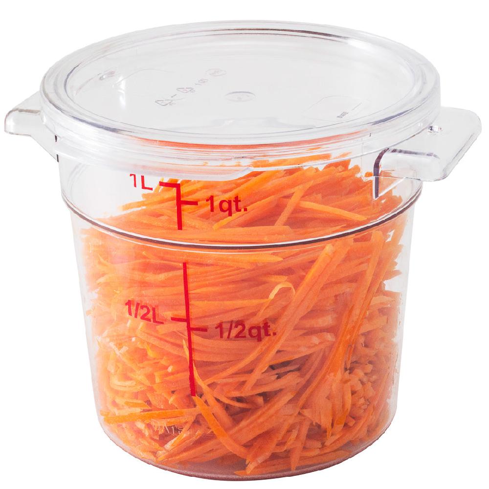 restaurantware Met Lux 1 qt Round Clear Plastic Food Storage Container Lid - Fits 1 qt - 10 count box