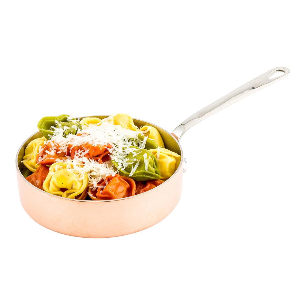 restaurantware Met Lux 12 oz Copper Stainless Steel Mini Saute Pan - 9" x 5" x 1 1/4" - 1 count box