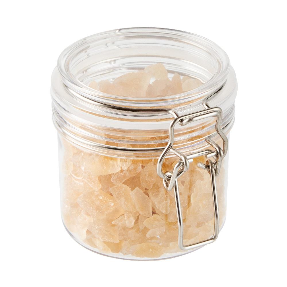 restaurantware Met Lux 12 oz Round Clear Plastic Storage Jar - with Hinged Lid - 3 1/2" x 3 1/2" x 3 1/2" - 20 count box