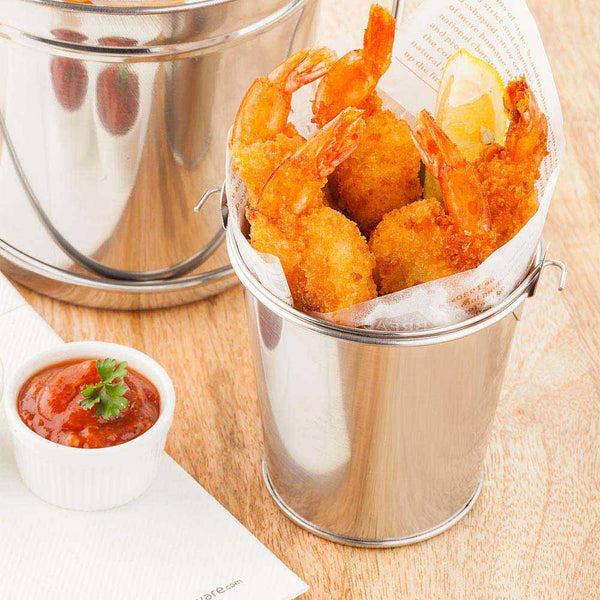 Restaurantware Met Lux 12 Oz Round Silver Stainless Steel Mini Pail - 3 1/2" X 3 1/2" X 3 1/2" - 1 Count Box