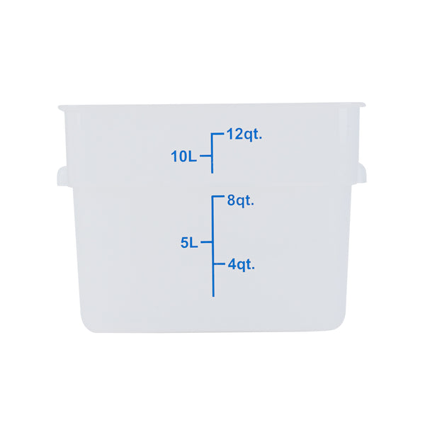Restaurantware Met Lux 12 Qt Square Translucent Plastic Food Storage Container - With Blue Volume Markers - 11" X 11" X 8" - 10 Count Box