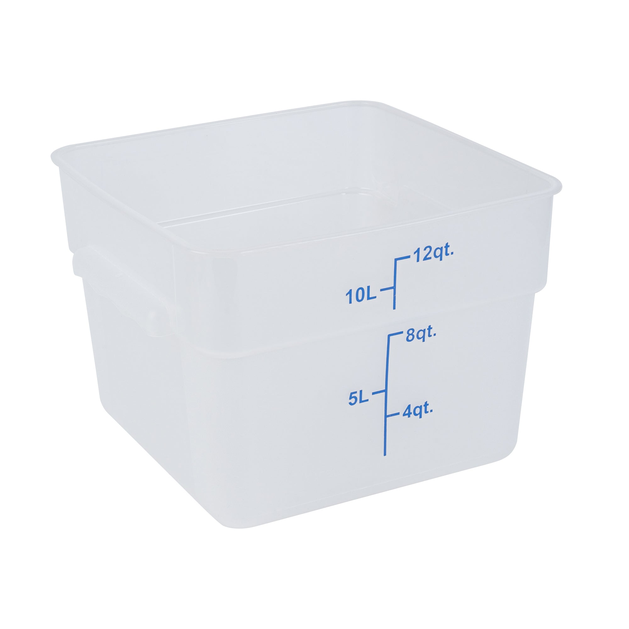 restaurantware Met Lux 12 qt Square Translucent Plastic Food Storage Container - with Blue Volume Markers - 11" x 11" x 8" - 10 count box