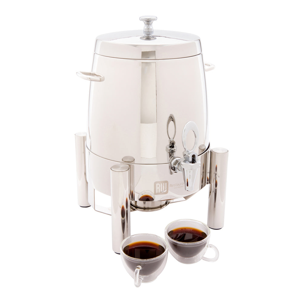 restaurantware Met Lux 12L Round Stainless Steel Coffee Urn - 14" x 14" x 18" - 1 count box