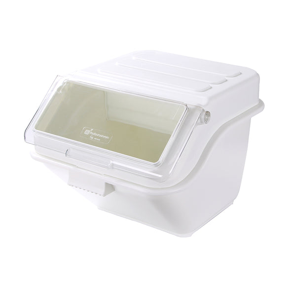Restaurantware Met Lux 13 Gal Rectangle White Shelf Ingredient Bin - With 2 1/2 Cup Measuring Scoop - 22 1/2" X 20 1/4" X 16 1/2" - 1 Count Box