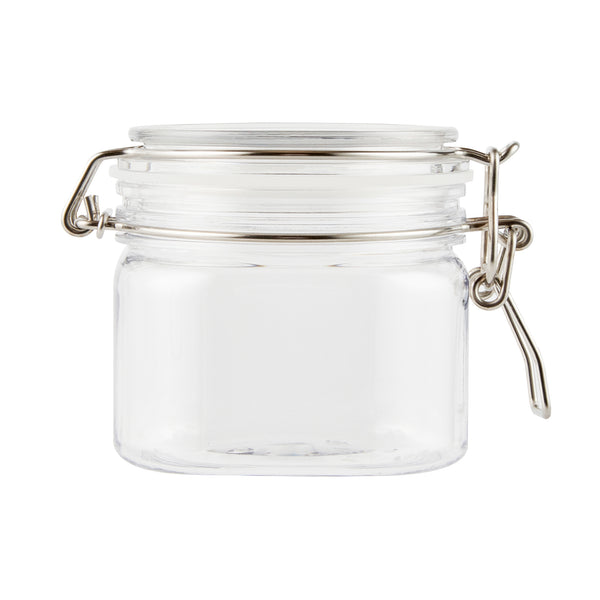 Restaurantware Met Lux 14 Oz Square Clear Plastic Storage Jar - With Hinged Lid - 3 3/4" X 3 3/4" X 3 3/4" - 20 Count Box