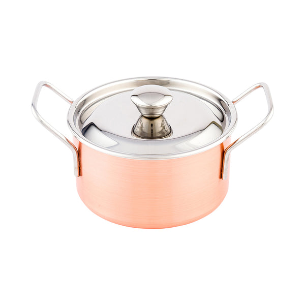 Restaurantware Met Lux 16 Oz Copper Stainless Steel Large Individual Casserole Pot - With Lid - 6 1/2" X 4 1/2" X 3" - 1 Count Box