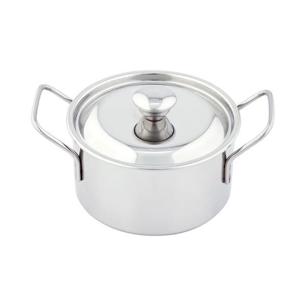 Restaurantware Met Lux 16 Oz Stainless Steel Large Individual Casserole Pot - With Lid - 6 1/2" X 4 1/2" X 3" - 1 Count Box