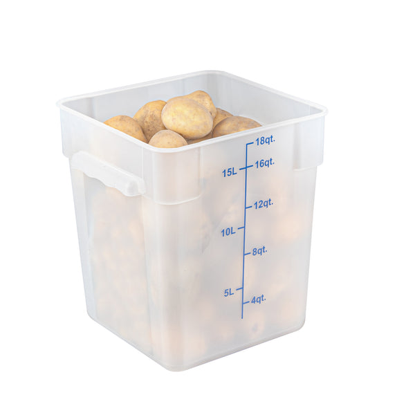 Restaurantware Met Lux 18 Qt Square Translucent Plastic Food Storage Container - With Blue Volume Markers - 11" X 11" X 12 1/2" - 10 Count Box