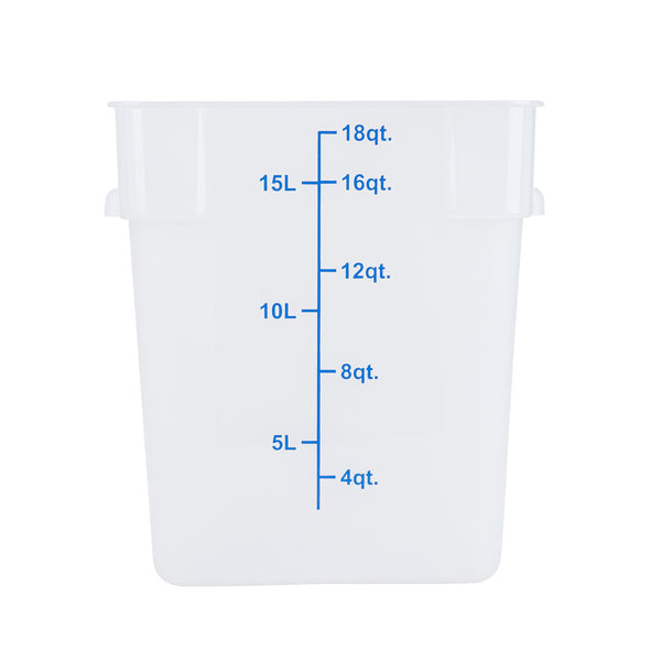 Restaurantware Met Lux 18 Qt Square Translucent Plastic Food Storage Container - With Blue Volume Markers - 11" X 11" X 12 1/2" - 10 Count Box